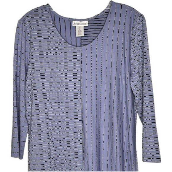 Magellan's Comfy Travel Tunic 3/4 Sleeves - Lavender-Blue/Black - M - Picture 2 of 8